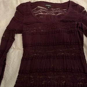 Express sheer lace purple top size XS